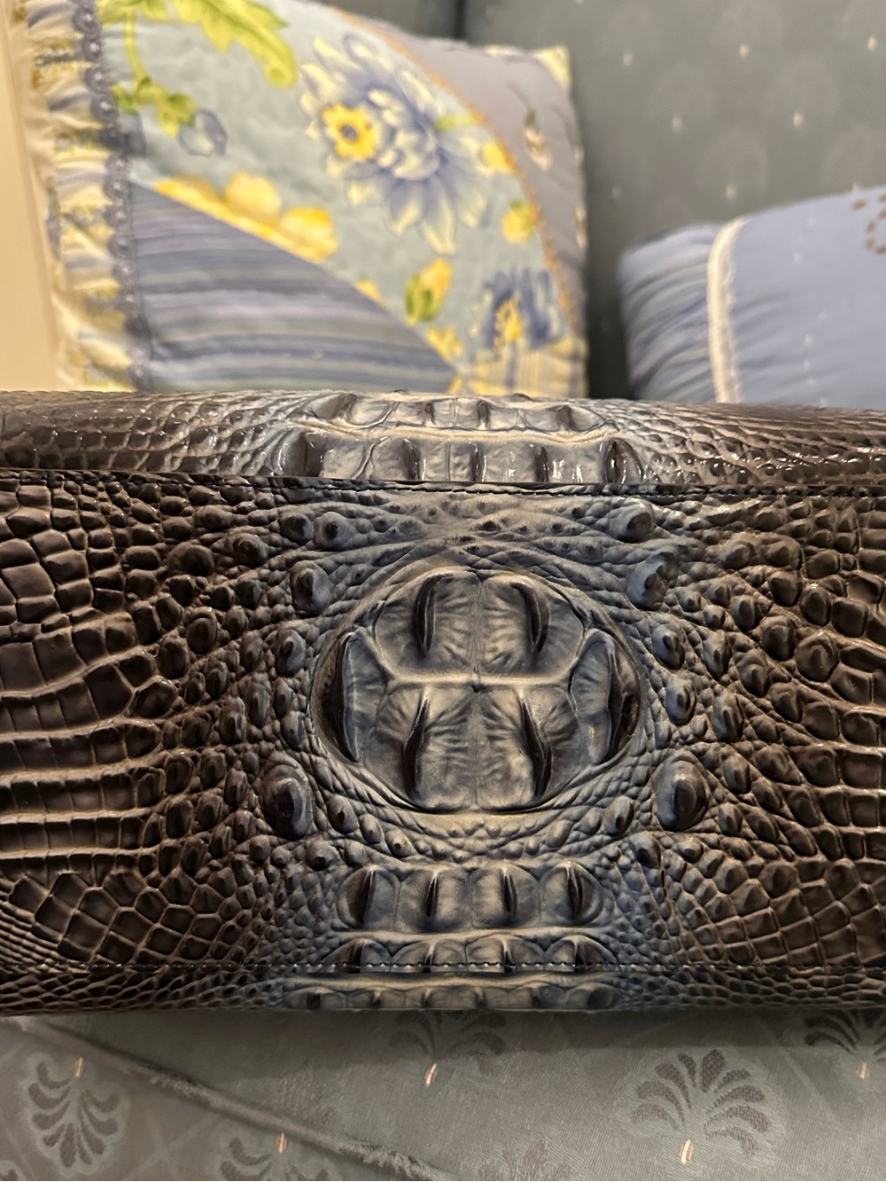 Brahmin Shadow Ombré  Dark Blue/Charcoal & Light Blue Large Caroline VGUC - Picture 4 of 11